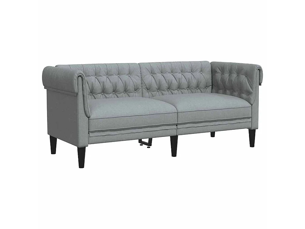 Divano Chesterfield a 2 Posti Grigio Chiaro in Tessuto