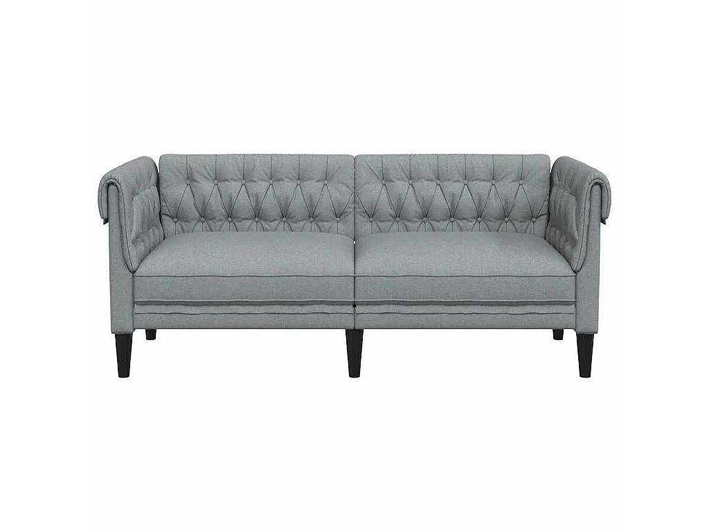 Divano Chesterfield a 2 Posti Grigio Chiaro in Tessuto