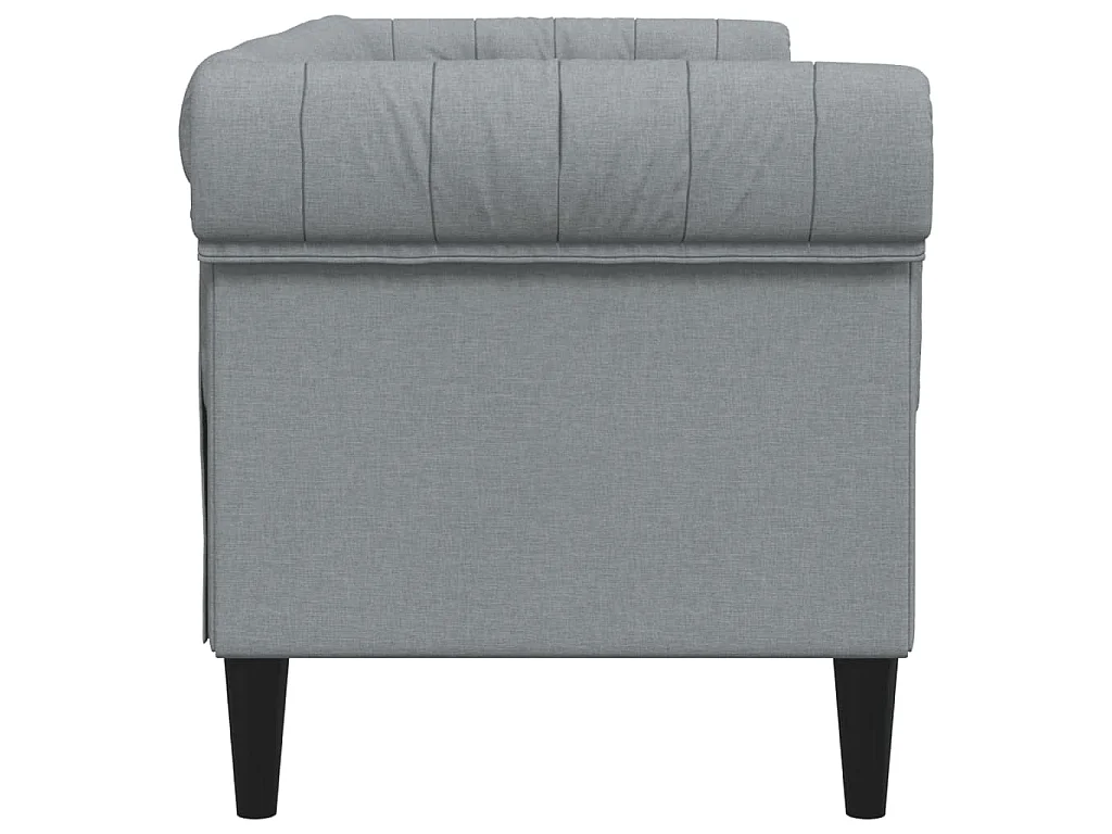 Divano Chesterfield a 2 Posti Grigio Chiaro in Tessuto