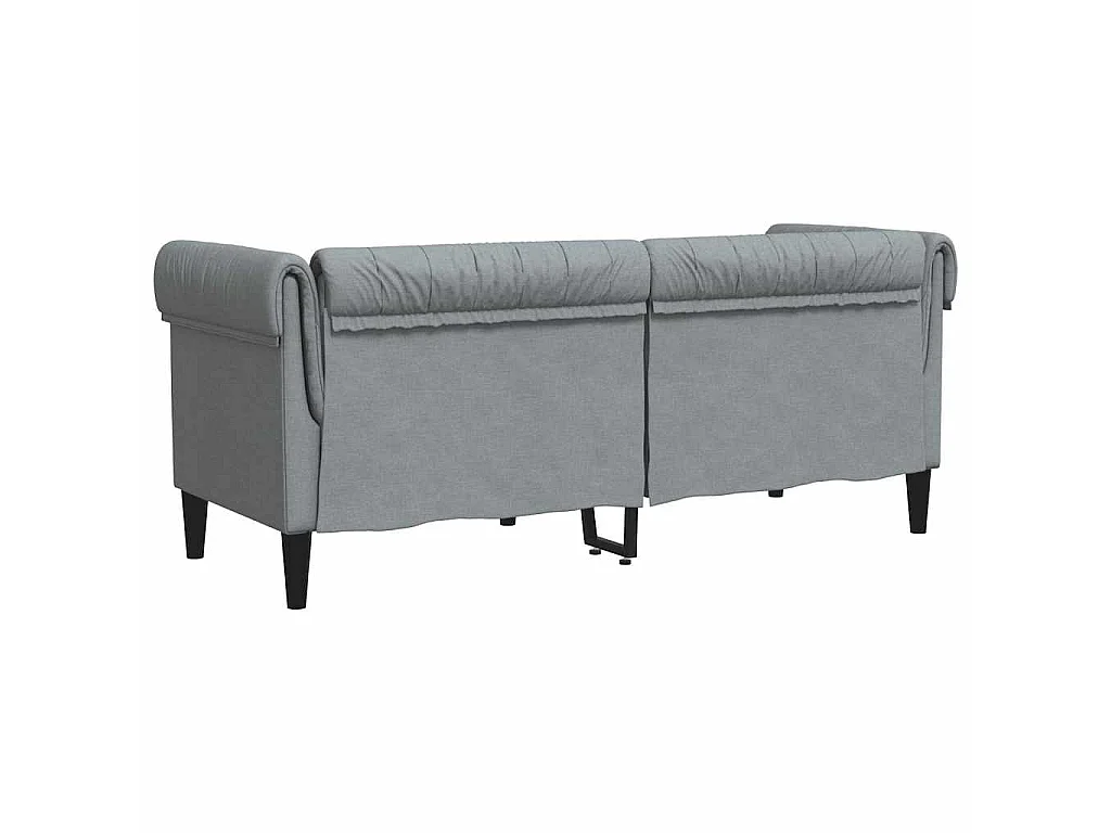 Sofá chesterfield de 2 lugares tecido cinzento-claro
