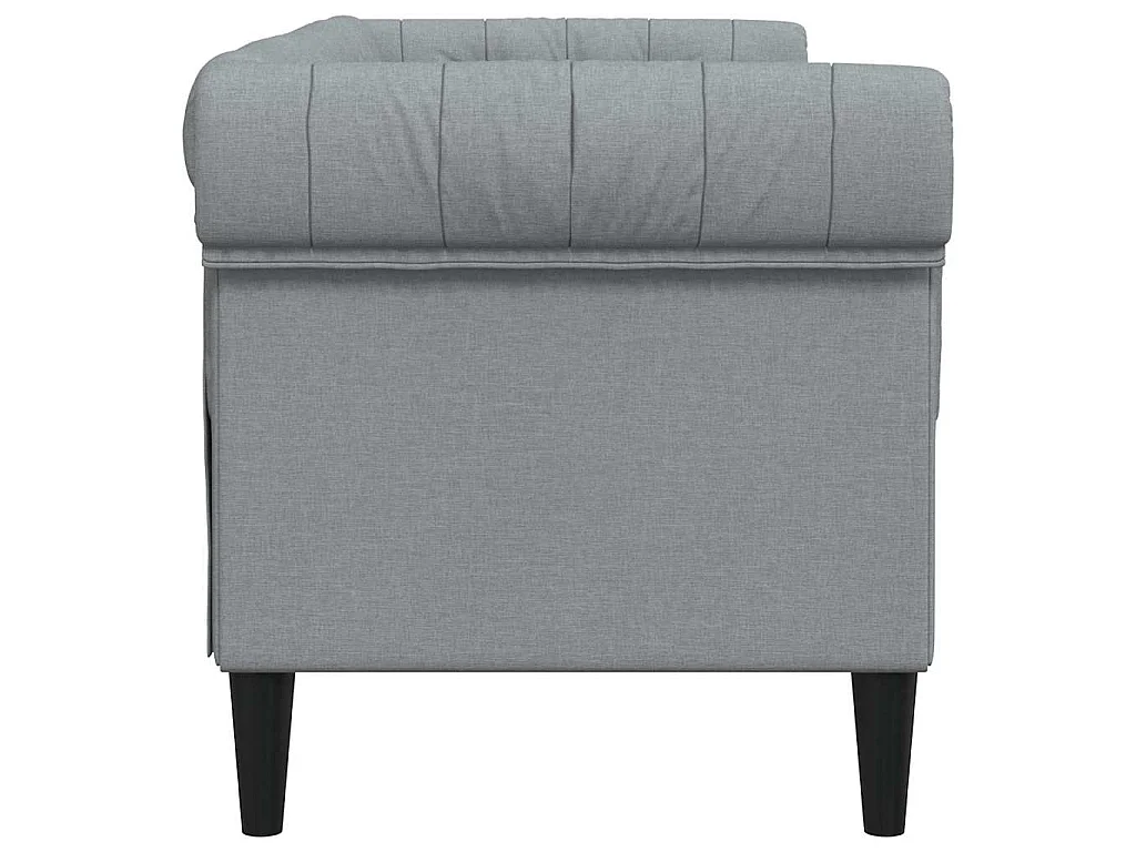 Sofá chesterfield de 2 lugares tecido cinzento-claro