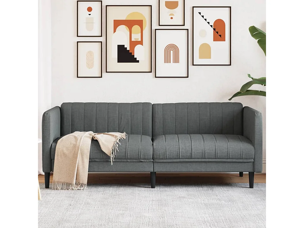 Sofa 3-Sitzer Dunkelgrau Stoff