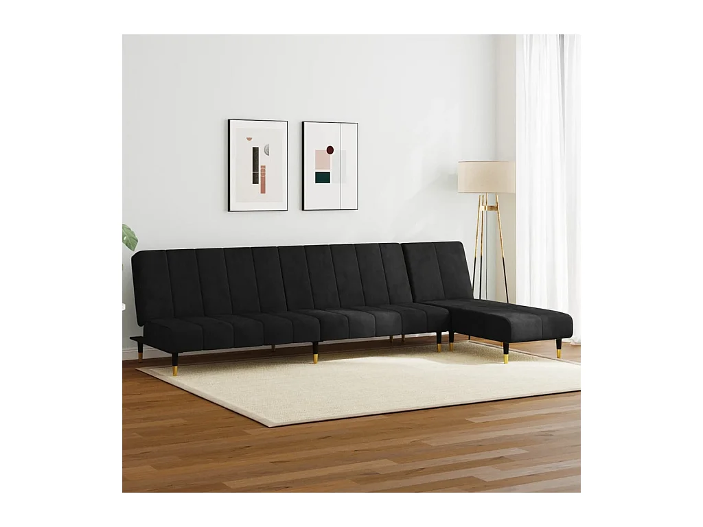 Ensemble de canapés 2 pcs noir velours