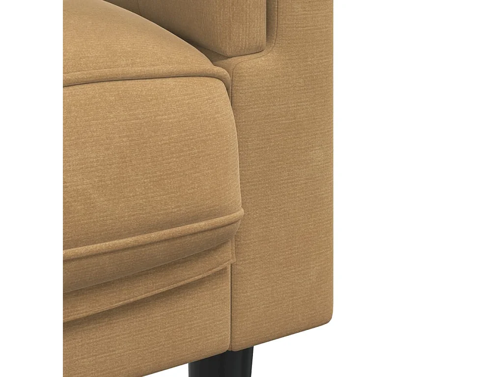 3 pcs conjunto de sofás com almofadas veludo castanho