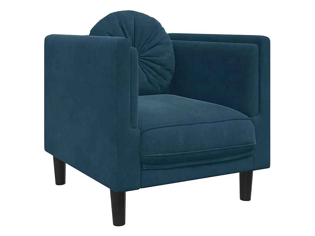 Ensemble de canapés 3 pcs avec coussins bleu velours