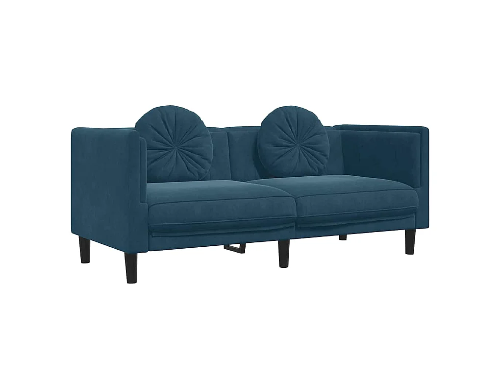 Ensemble de canapés 3 pcs avec coussins bleu velours