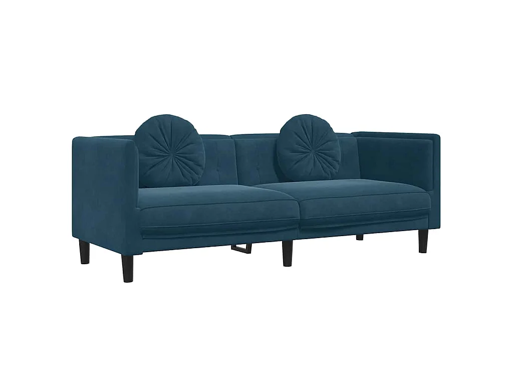 Ensemble de canapés 3 pcs avec coussins bleu velours