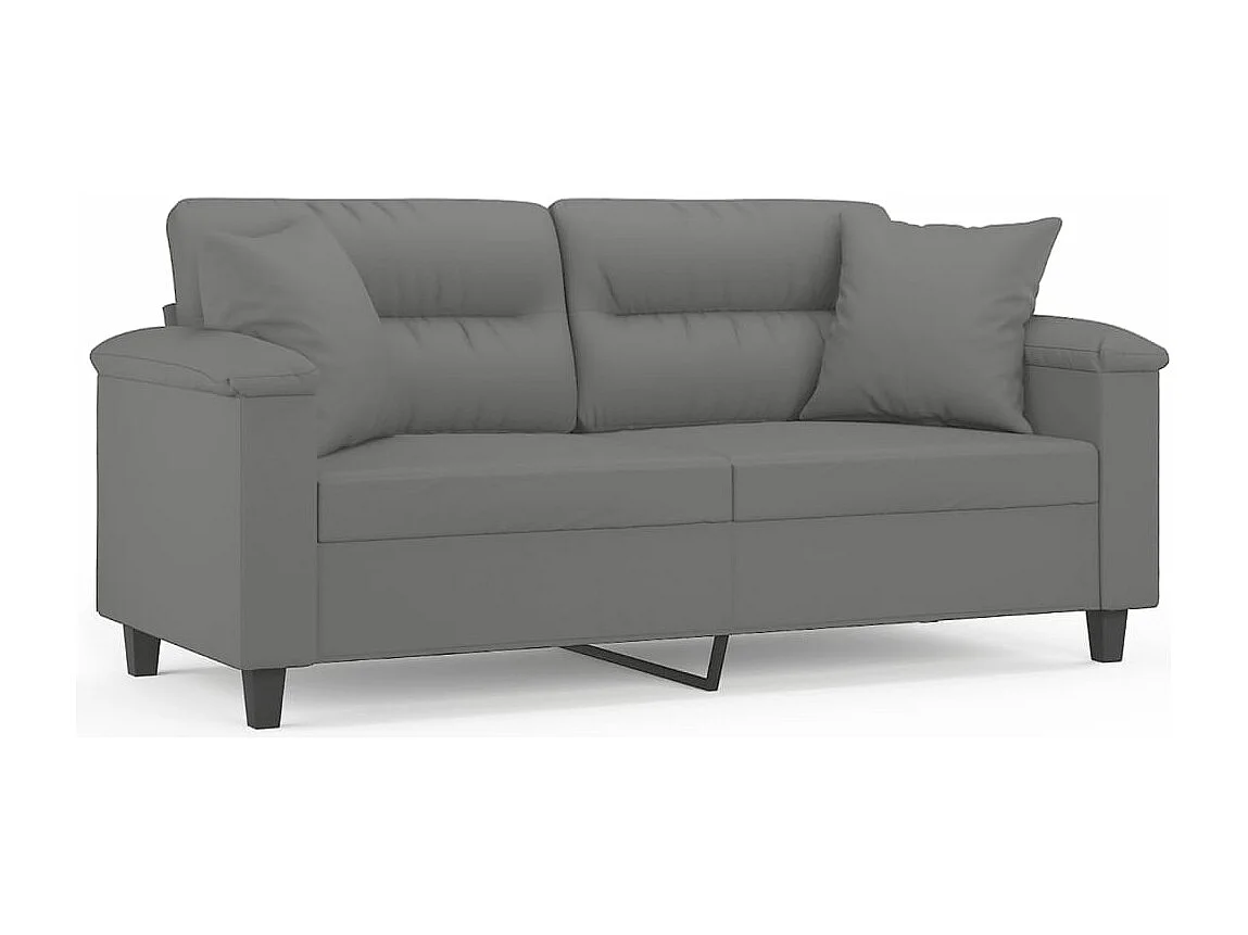 2-Sitzer-Sofa mit Kissen Dunkelgrau 140 cm Mikrofasergewebe
