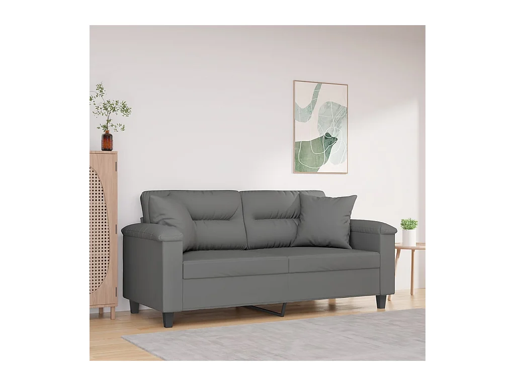 Canapé 2 places avec oreillers gris foncé 140 cm