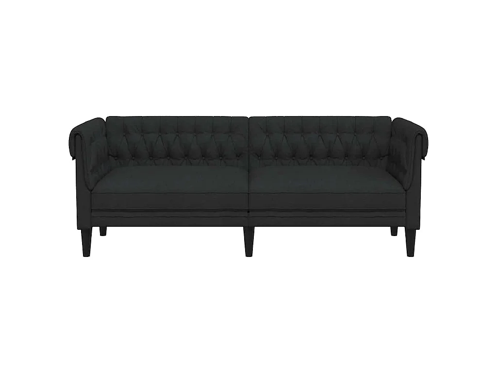 Canapé chesterfield 3 places en tissu noir