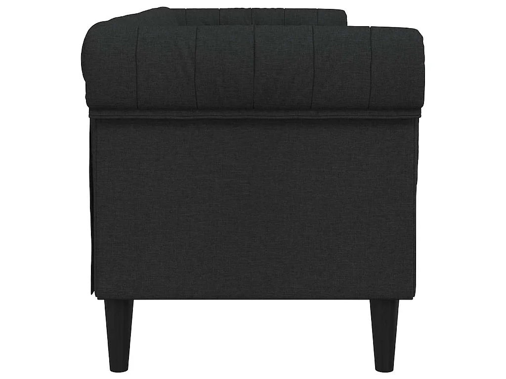 Canapé chesterfield 3 places en tissu noir