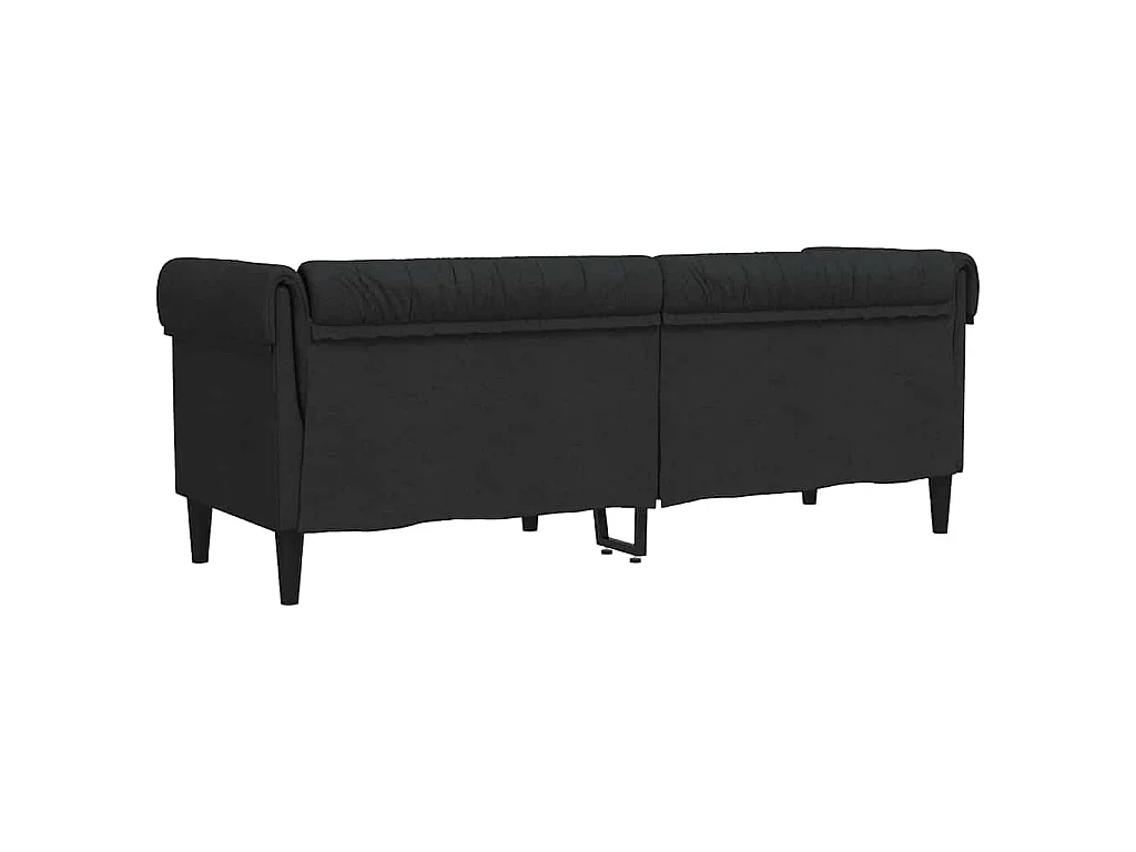 Canapé chesterfield 3 places en tissu noir