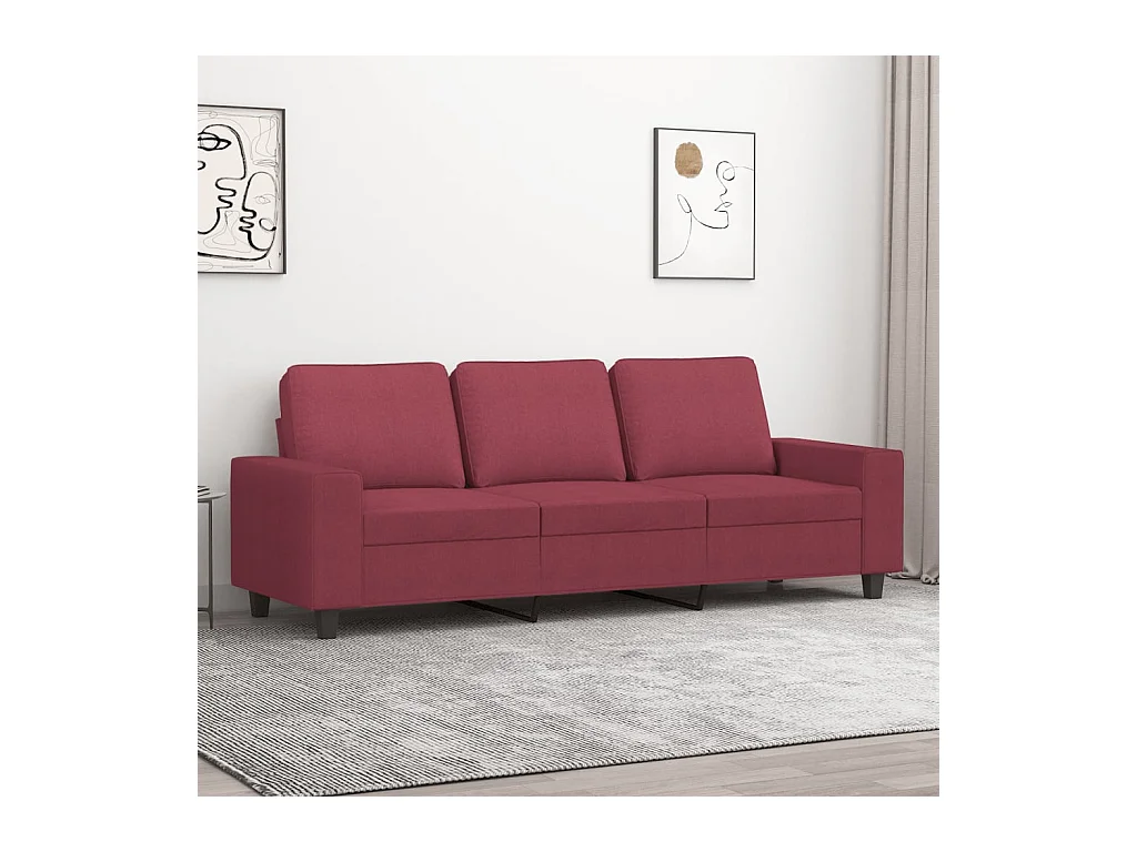 Canapé à 3 places Rouge bordeaux 180 cm Tissu