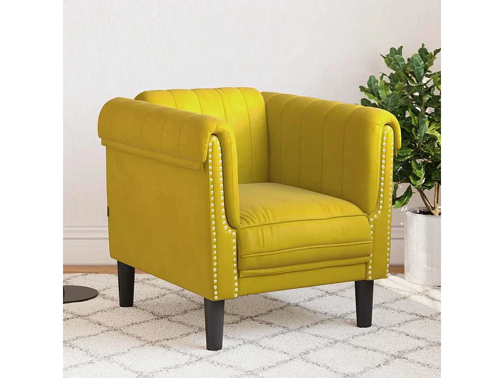 Fauteuil jaune velours