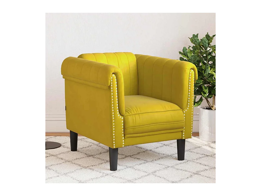 Fauteuil jaune velours