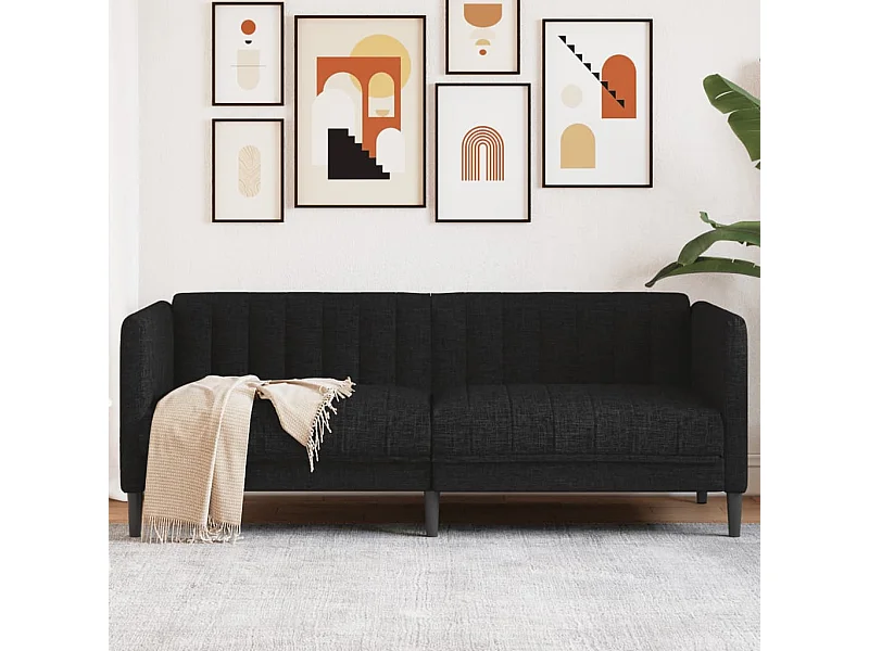 Sofa 2-Sitzer Schwarz Stoff