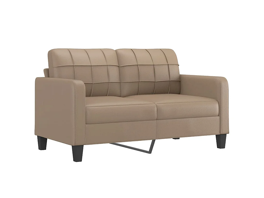 2-tlg. Sofagarnitur mit Kissen Cappuccino-Braun Kunstleder