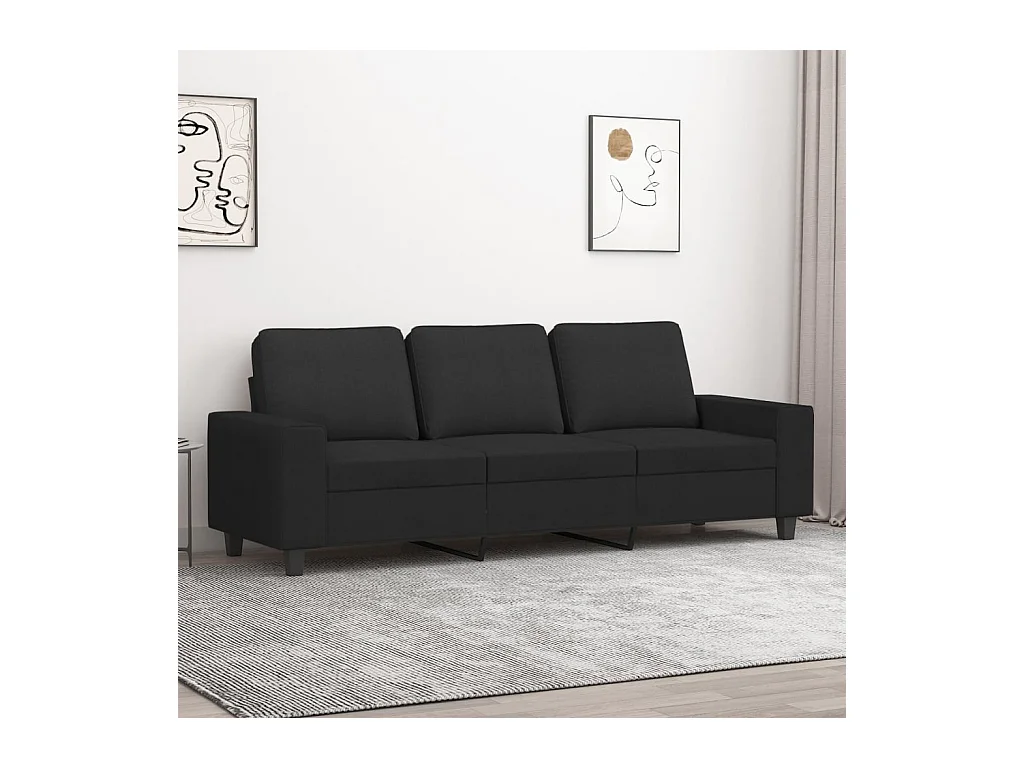 Canapé à 3 places Noir 180 cm Tissu