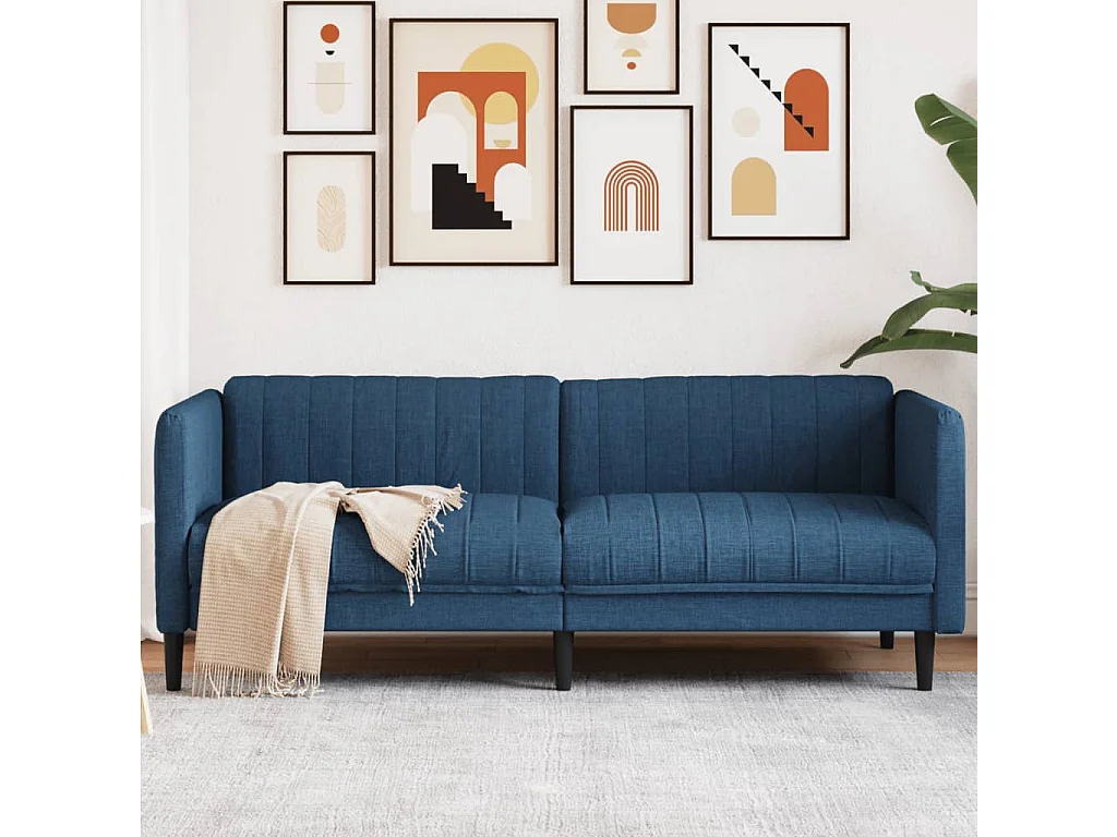 Sofa 2-Sitzer Blau Stoff