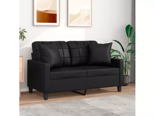 Kauf Unique 2-Sitzer-Sofa mit Zierkissen Schwarz 120 cm Kunstleder