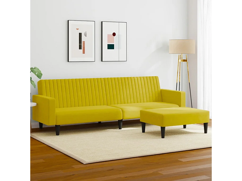 Ensemble de canapés 2 pcs jaune velours