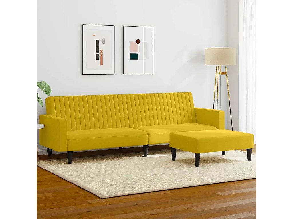 2 pcs conjunto de sofás veludo amarelo