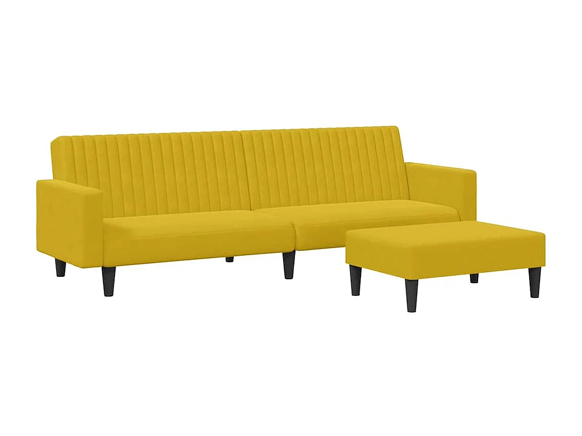 2 pcs conjunto de sofás veludo amarelo