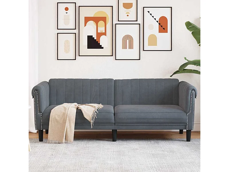 Sofa 3-Sitzer Dunkelgrau Samt