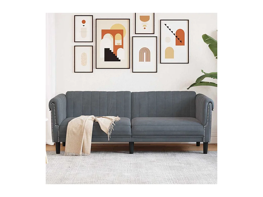 Sofa 3-Sitzer Dunkelgrau Samt