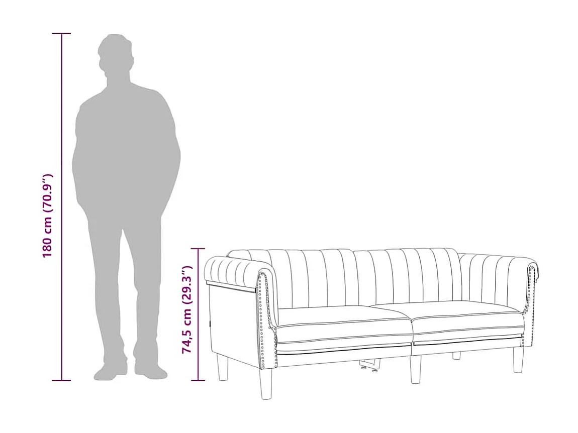 Sofa 3-Sitzer Dunkelgrau Samt