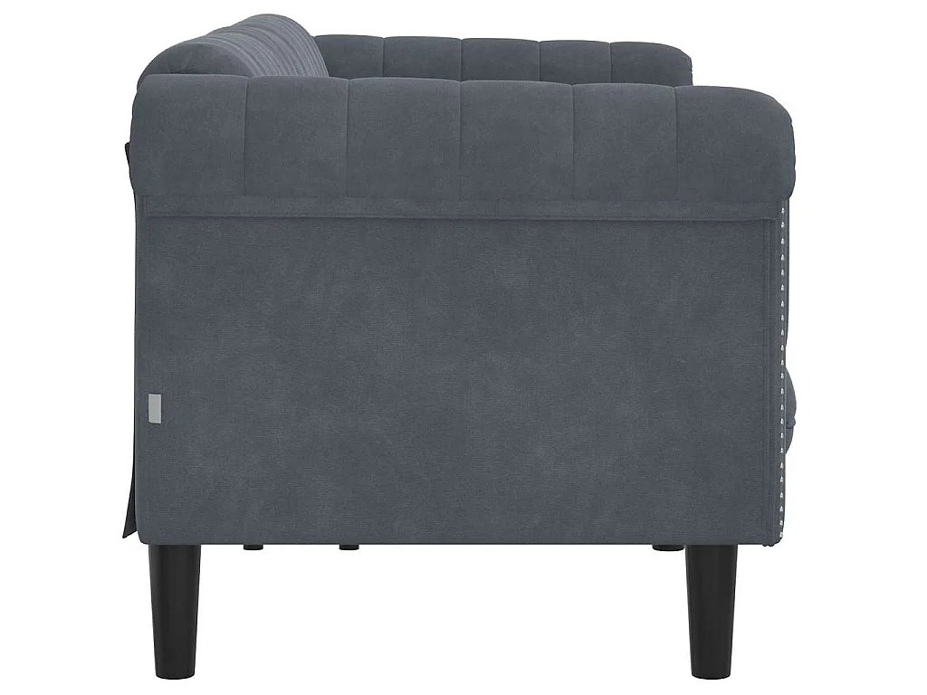 Sofa 3-Sitzer Dunkelgrau Samt