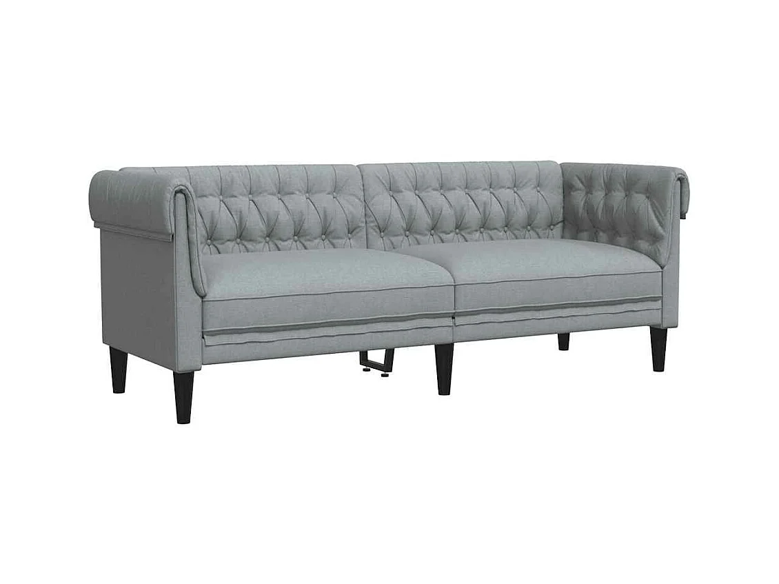 Chesterfield-Sofa 3-Sitzer Hellgrau Stoff
