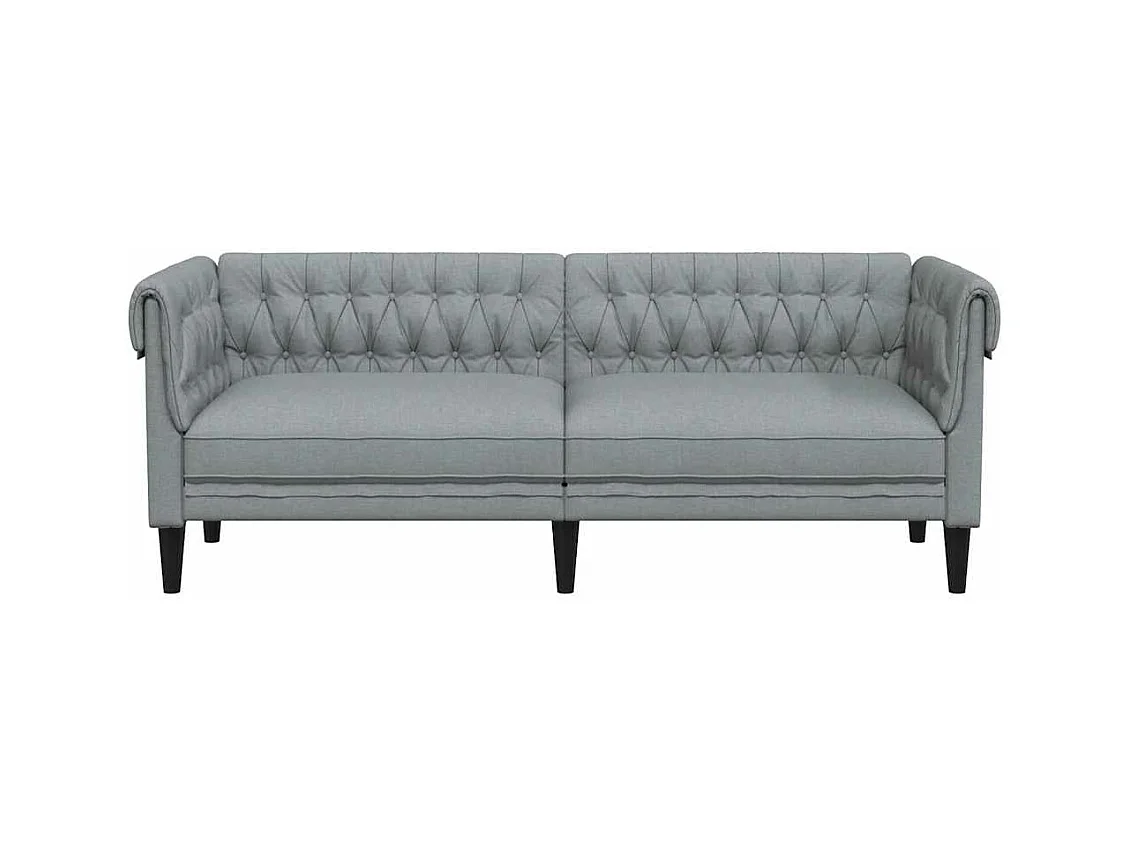 Chesterfield-Sofa 3-Sitzer Hellgrau Stoff