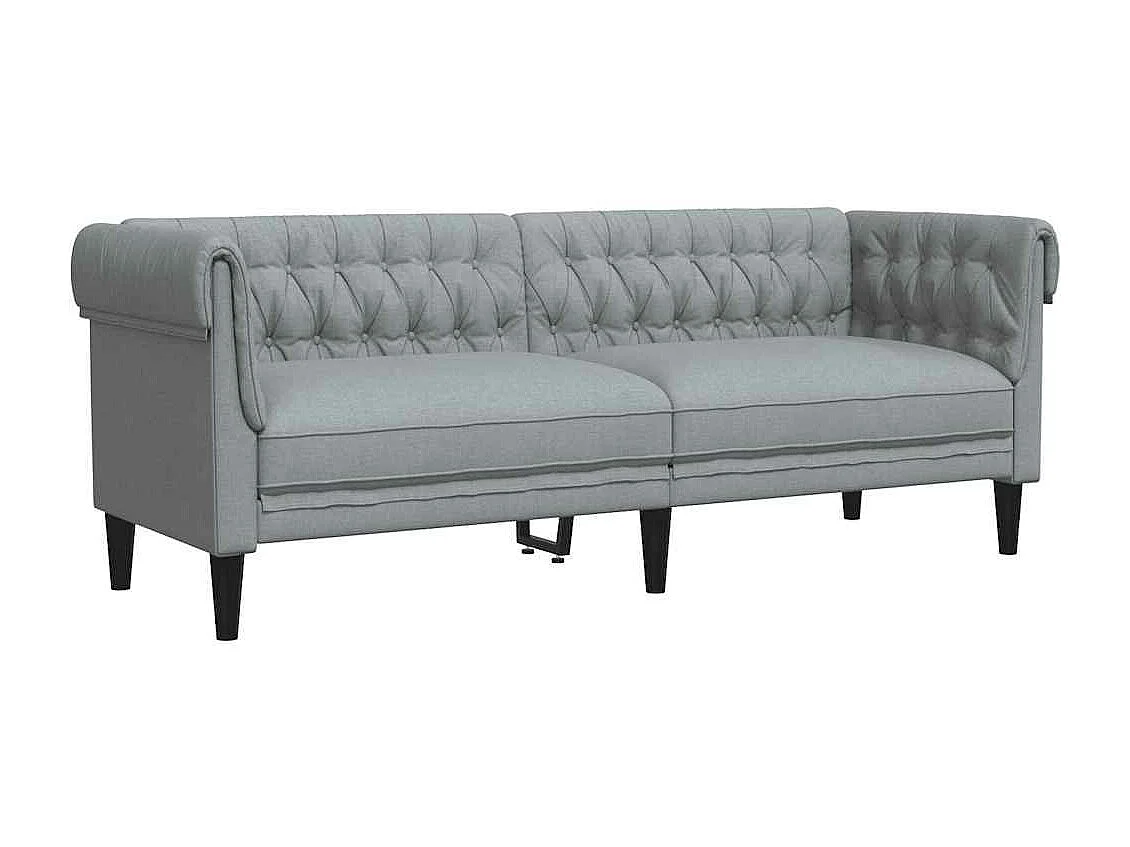 Chesterfield-Sofa 3-Sitzer Hellgrau Stoff