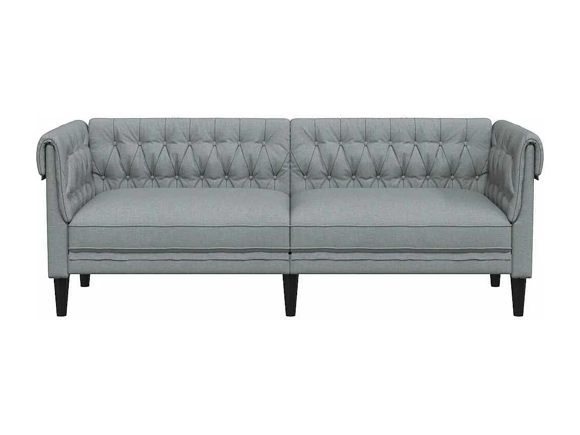 Chesterfield-Sofa 3-Sitzer Hellgrau Stoff