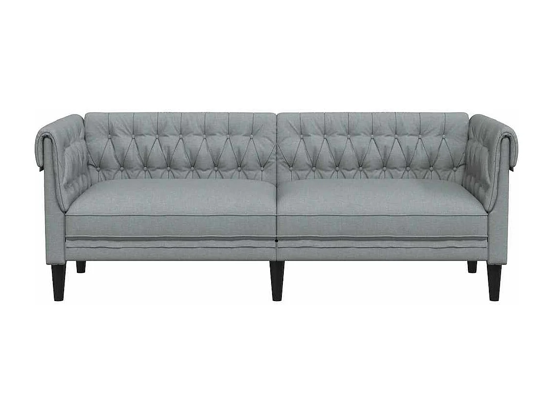 Canapé Chesterfield 3 places gris clair tissu