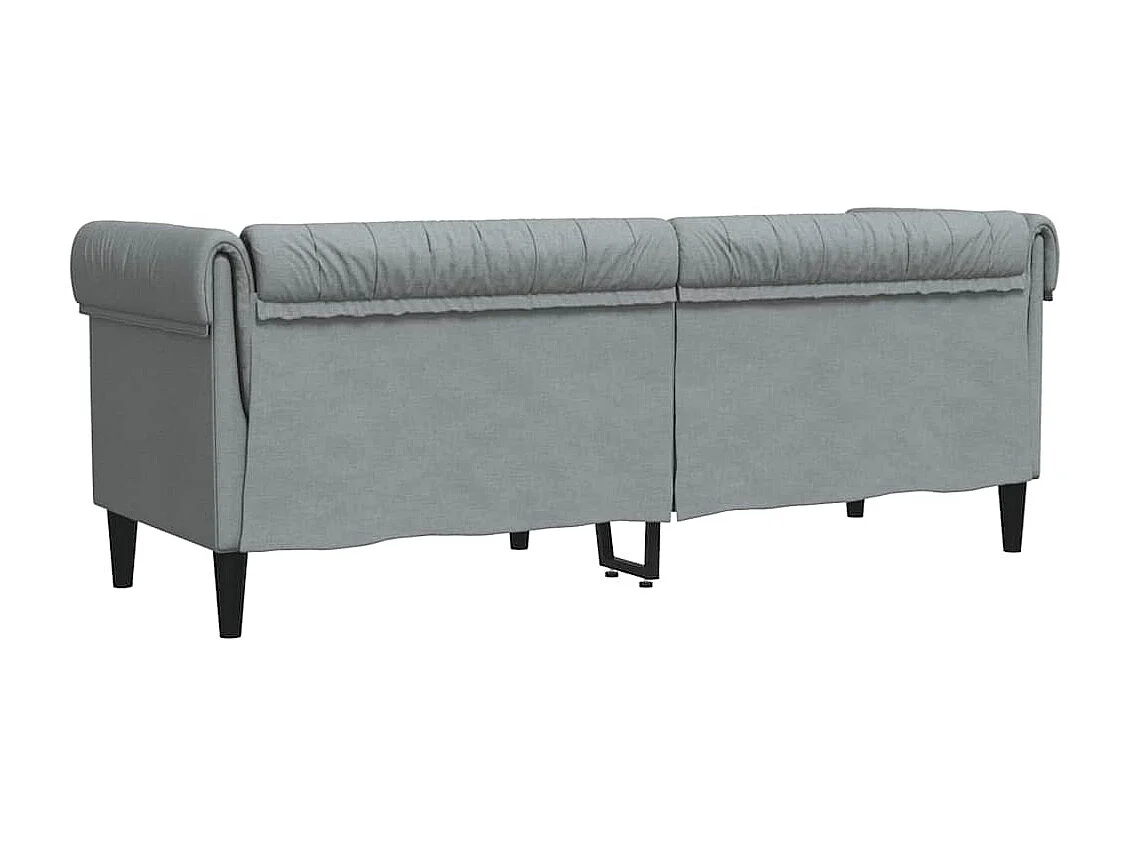 Canapé Chesterfield 3 places gris clair tissu