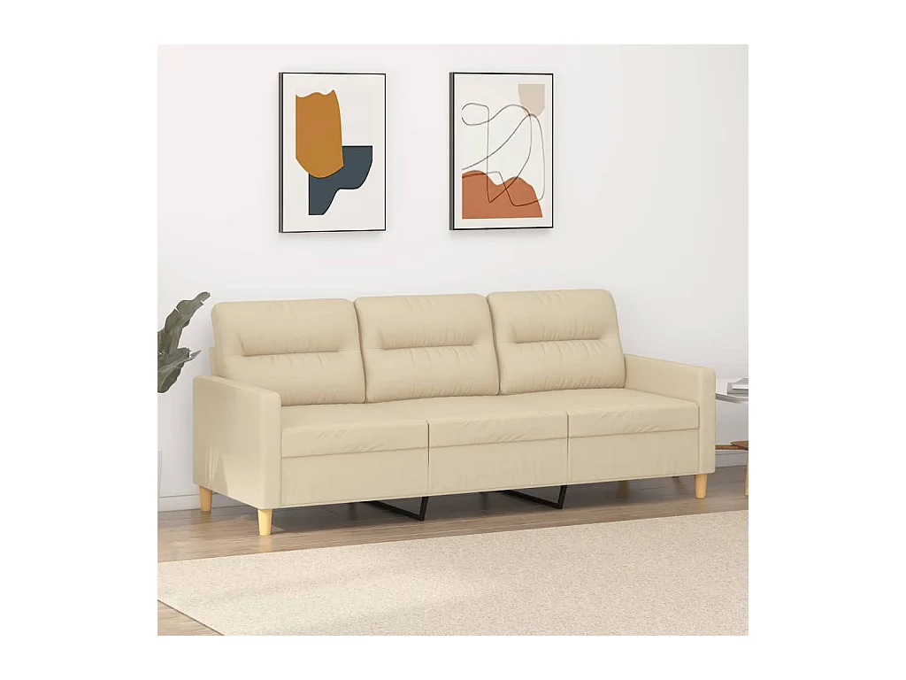 Canapé à 3 places Crème 180 cm Tissu