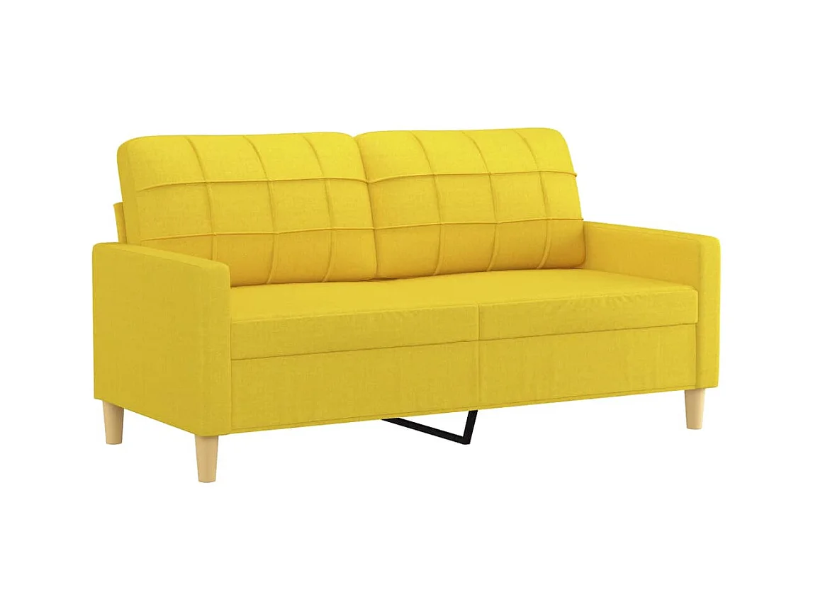 Divano a 2 Posti Giallo Chiaro 140 cm in Tessuto