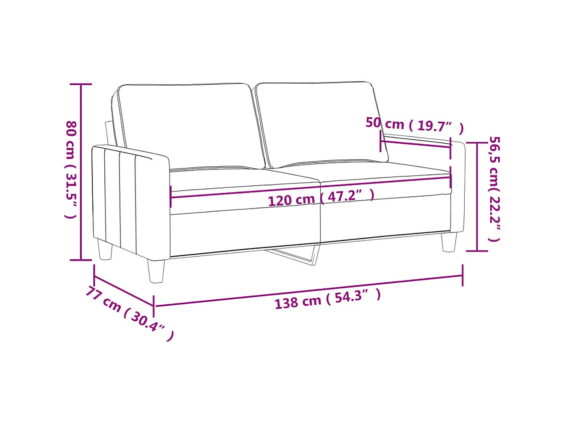 2-Sitzer-Sofa Dunkelgrau 120 cm Stoff
