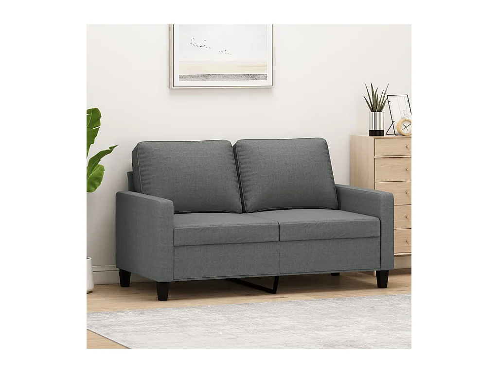 Canapé à 2 places Gris foncé 120 cm Tissu