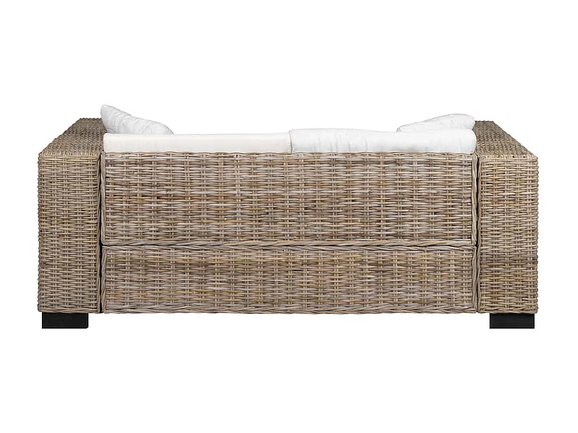 Conjunto de sofá de 2 lugares, 7 pcs, vime genuíno