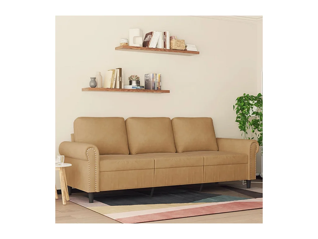 Canapé à 3 places Marron 180 cm Velours