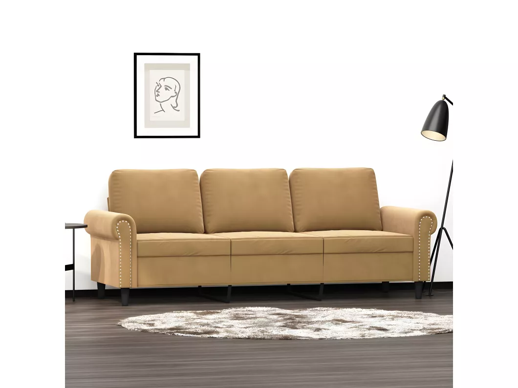 Kauf Unique 3-Sitzer-Sofa Braun 180 cm Samt