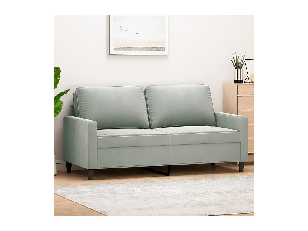 Divano a 2 Posti Grigio Chiaro 140 cm in Velluto