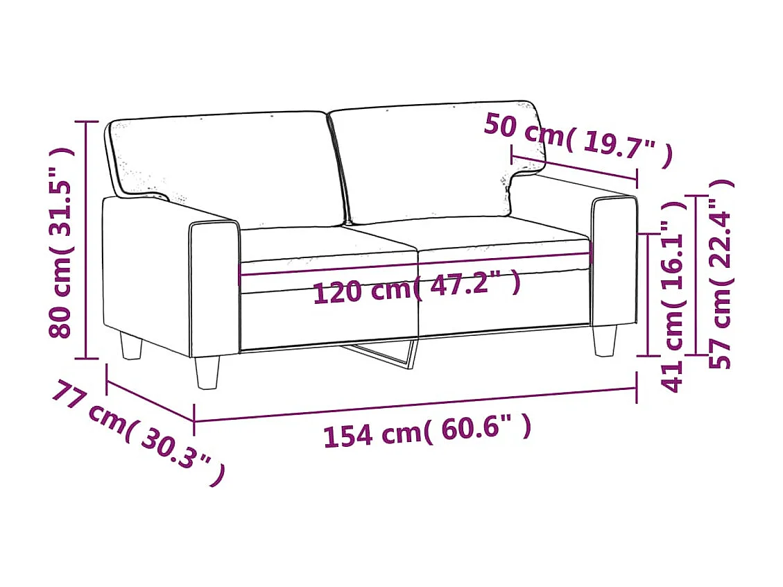 2-Sitzer-Sofa Cappuccino-Braun 120 cm Kunstleder