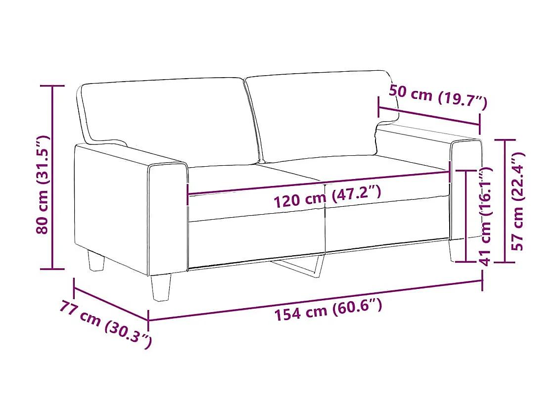2-Sitzer-Sofa Cappuccino-Braun 120 cm Kunstleder