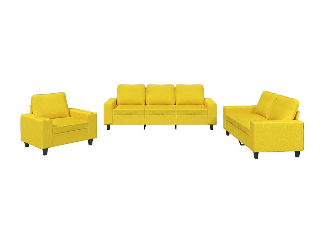 Ensemble de canapés 3 pcs jaune clair tissu