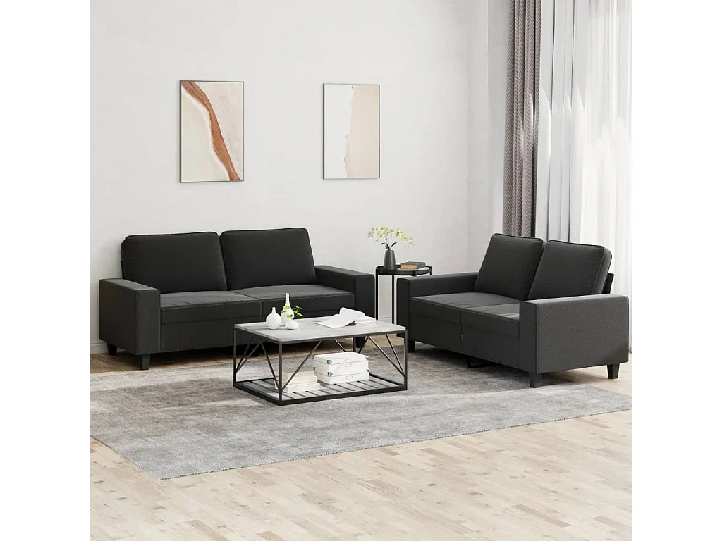 Ensemble de canapés 2 pcs noir tissu
