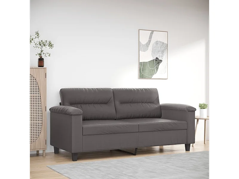Sofá de 2 plazas de cuero sintético gris 140 cm
